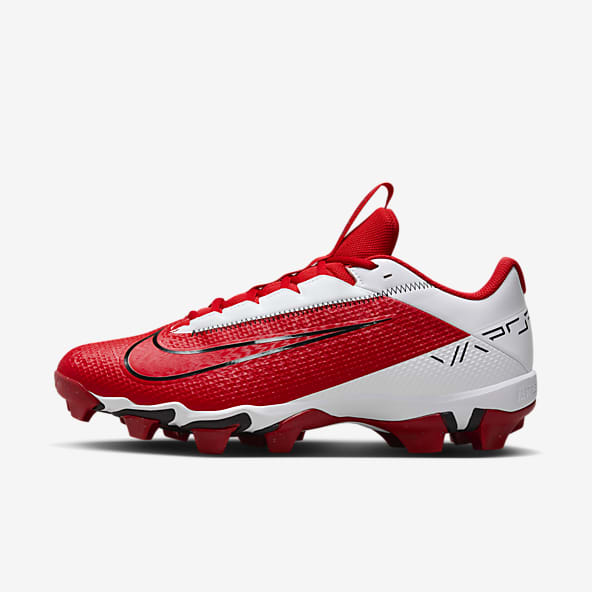 Red white football cleats top